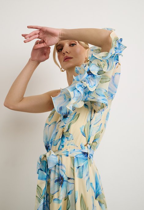 Maxi Floral One-Shoulder Dress