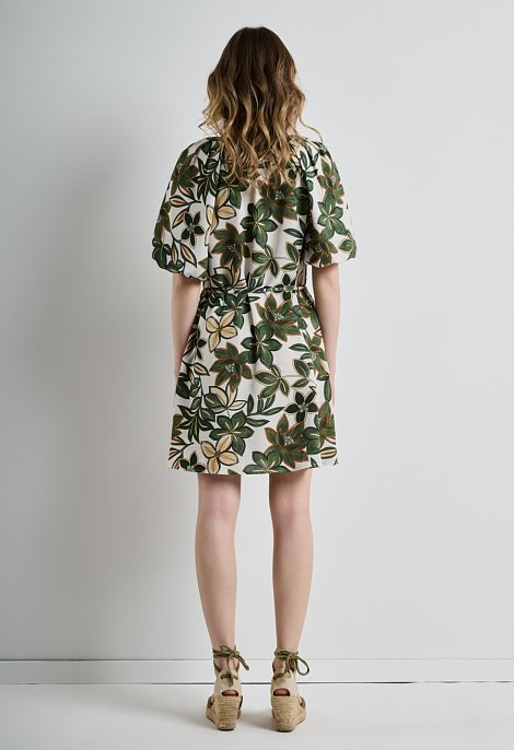 Short dress with a floral pattern.