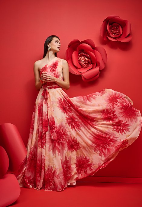 Asymmetric printed dress