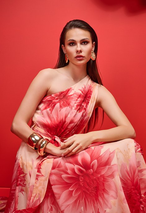 Asymmetric printed dress