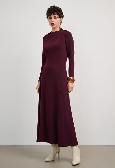 Long dress with asymmetric neckline
