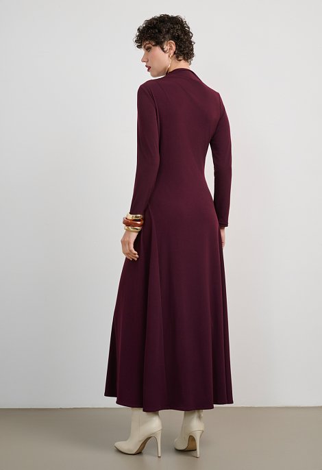 Long dress with asymmetric neckline