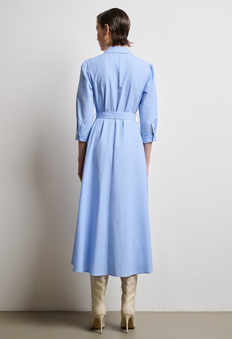 Striped shirt dress with belt