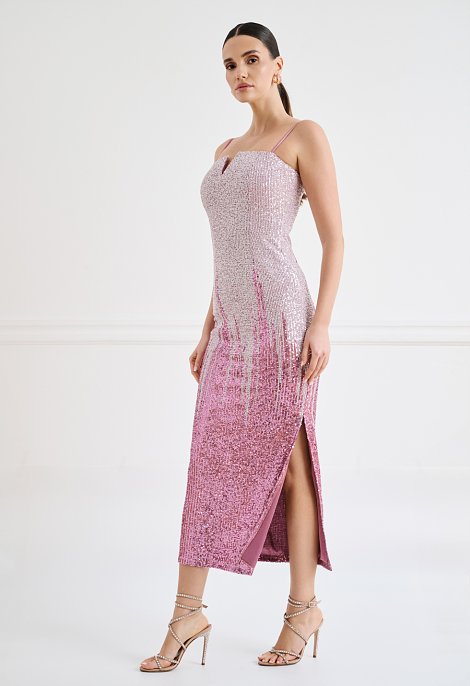 Pink sequin midi dress