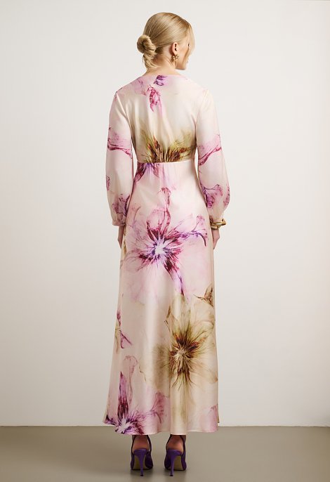 Maxi Floral Dress with V-Neck