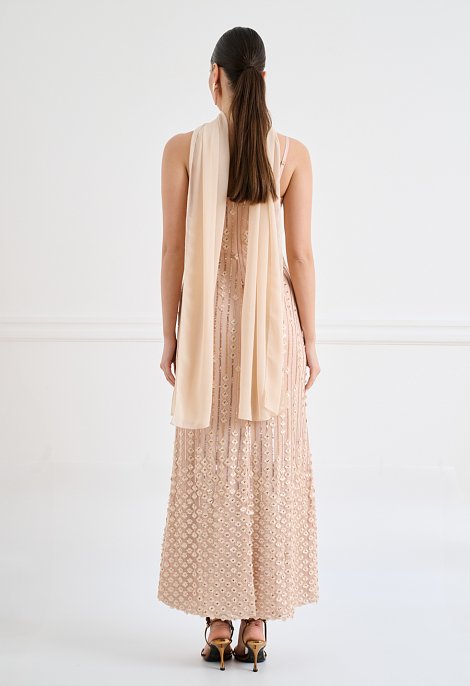 Sequin maxi dress with scarf