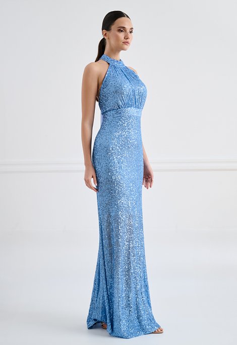 Long evening gown with sequins