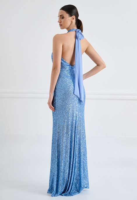 Long evening gown with sequins