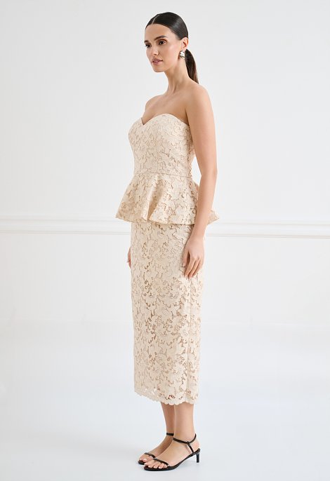 Midi lace dress with peplum