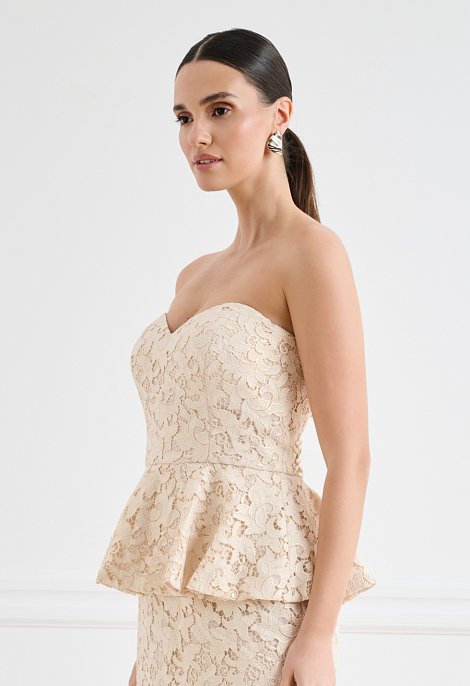 Midi lace dress with peplum