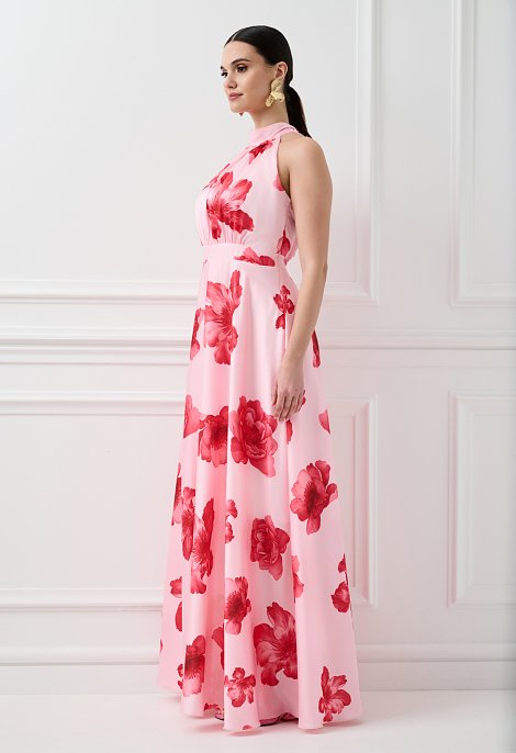 Floral maxi dress with halter neck