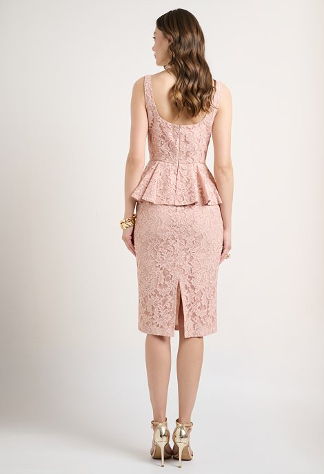 Midi lace dress with peplum