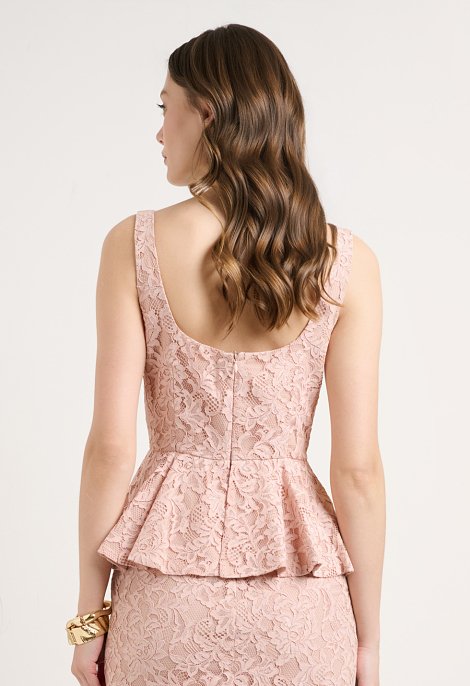 Midi lace dress with peplum