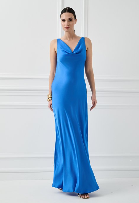 Blue backless maxi dress