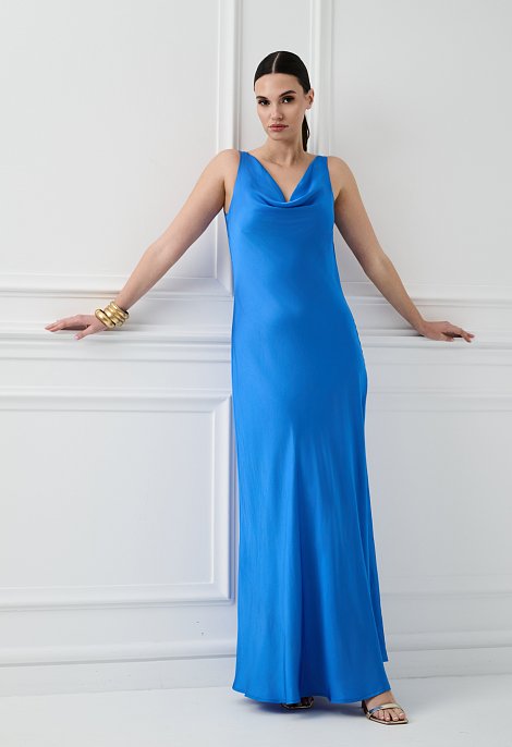 Blue backless maxi dress