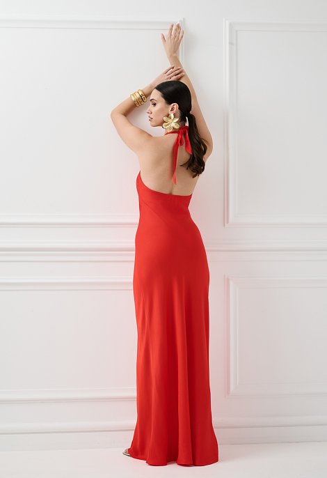 Maxi φόρεμα halter κόκκινο