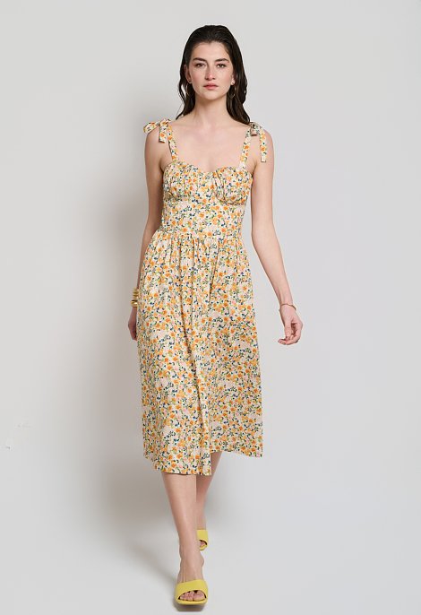 Floral midi dress with tie straps