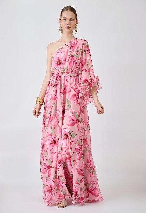 One-shoulder maxi floral dress