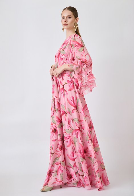 One-shoulder maxi floral dress