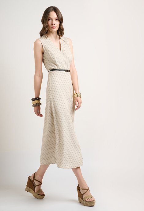 Striped wrap midi dress