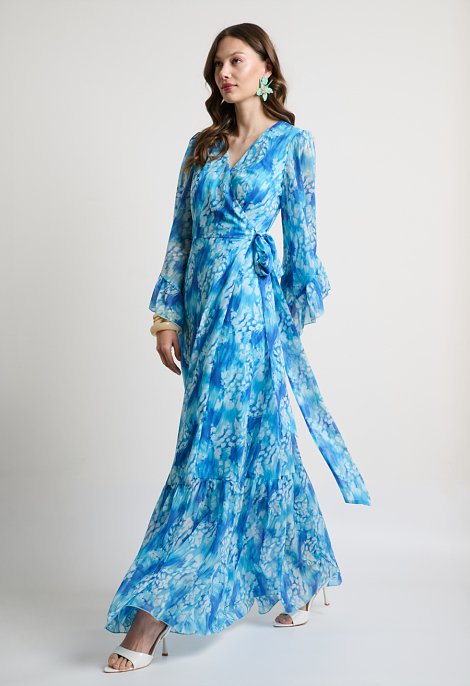 Printed wrap maxi dress with a V-neckline