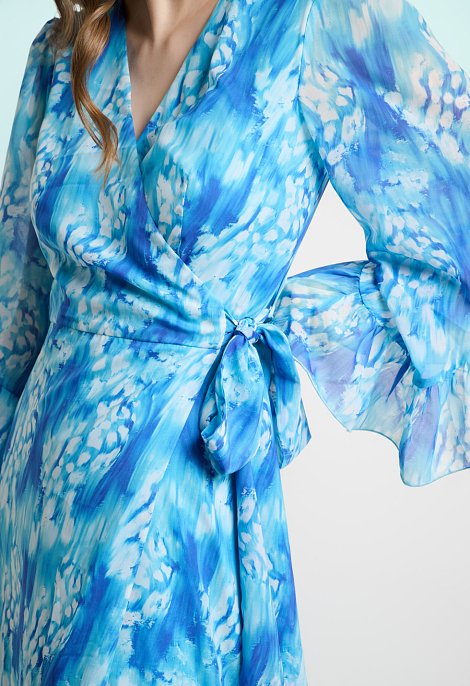 Printed wrap maxi dress with a V-neckline