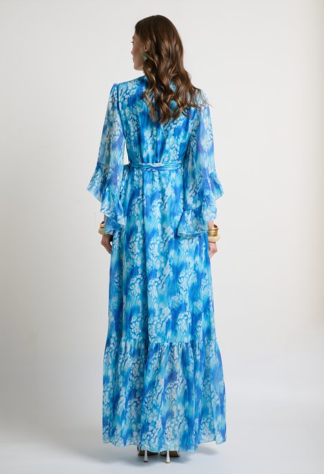 Printed wrap maxi dress with a V-neckline