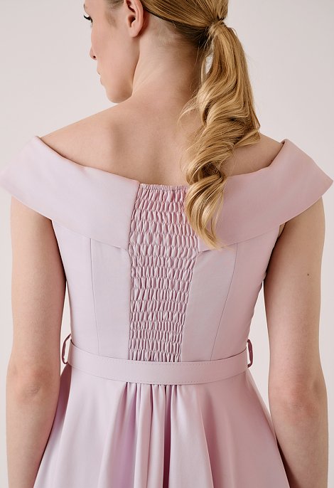 Midi off-shoulder dress with belt
