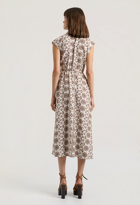 Midi wrap dress with geometric print