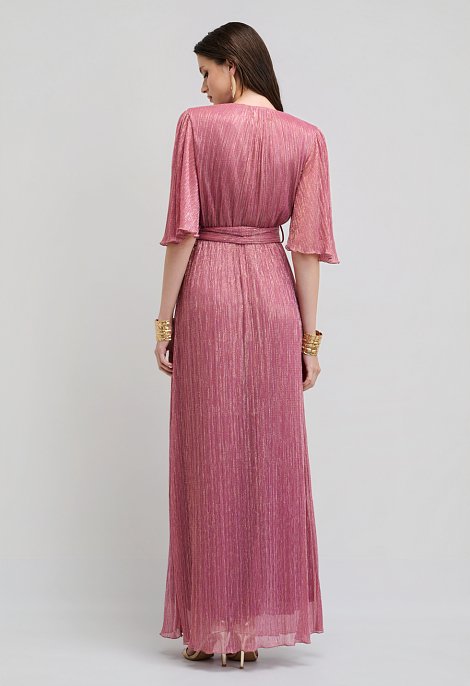Maxi Pleated Occasion Dress with Belt