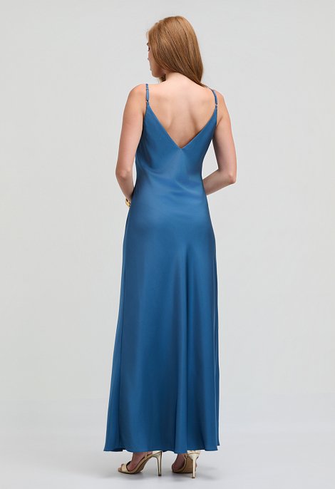 Maxi satin φόρεμα με ρυθμιζόμενες τιράντες