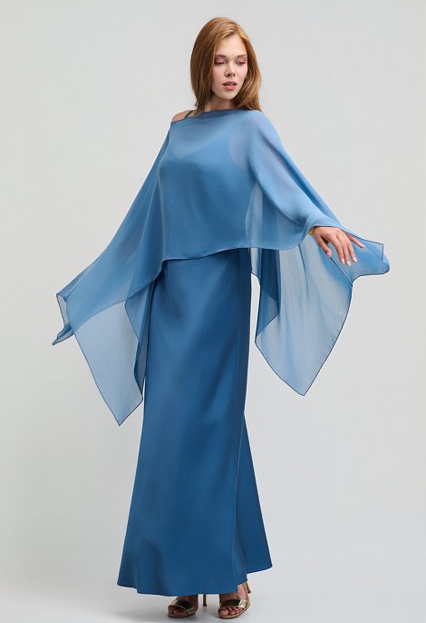 Maxi satin φόρεμα με ρυθμιζόμενες τιράντες