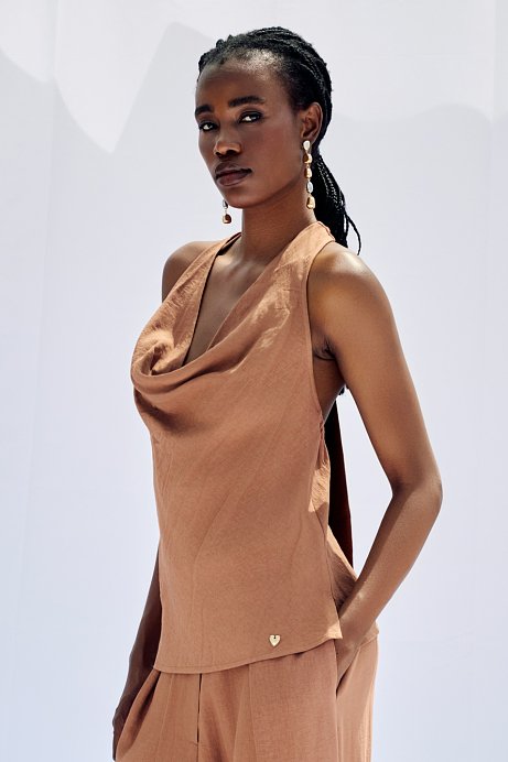 Top with draped neckline