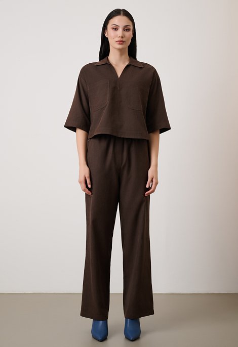 Oversized blouse with short sleeves