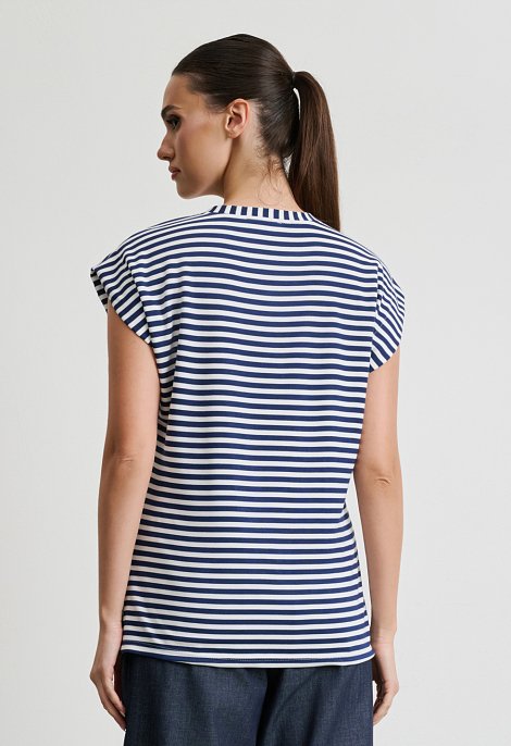 Striped blouse with a round neckline
