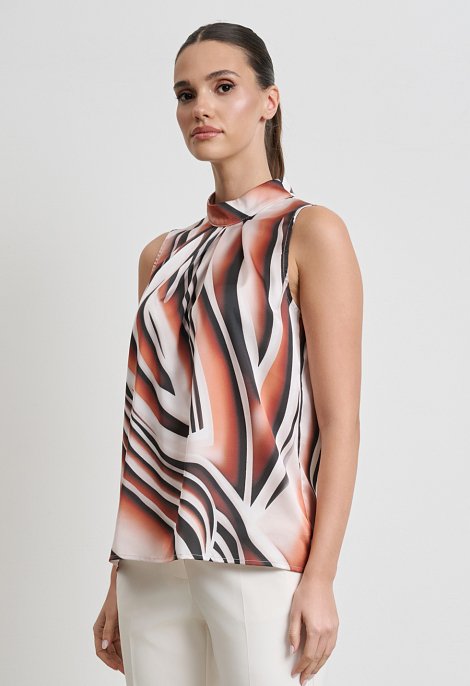 Sleeveless top with abstract pattern