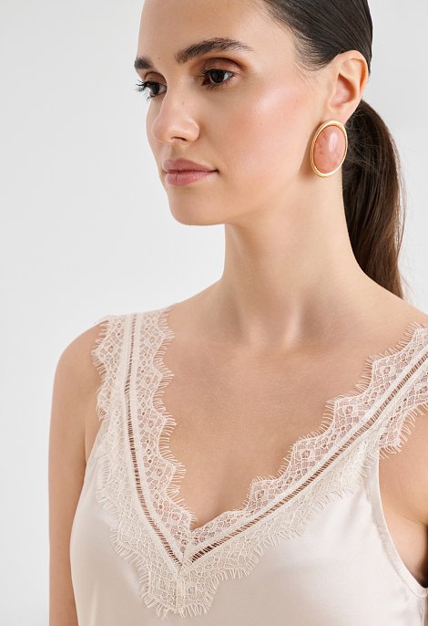 Satin top with lace