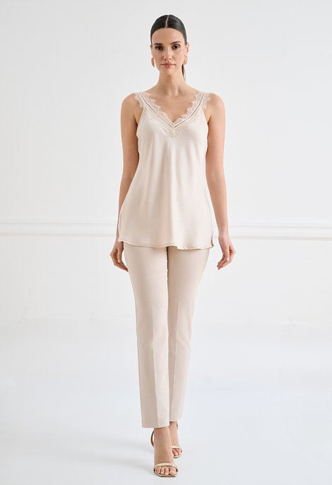 Satin top with lace