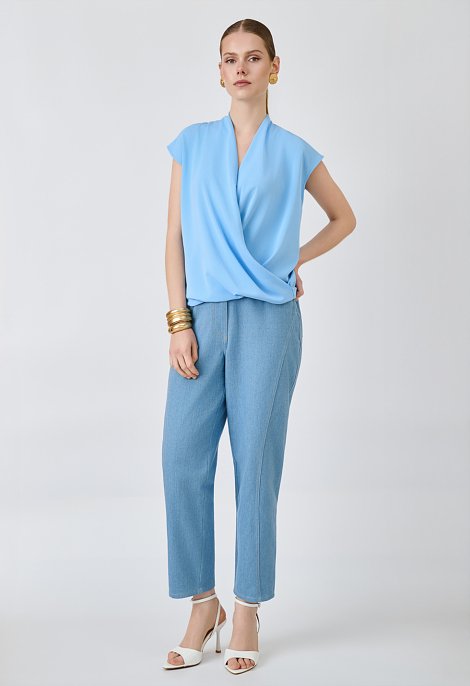 Wrap blouse with short sleeves