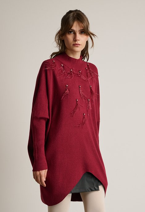 Πλεκτή μπλούζα oversize ασύμμετρη