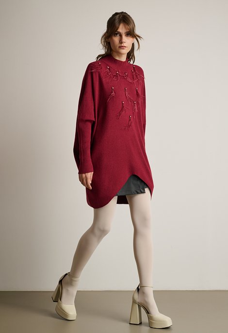 Πλεκτή μπλούζα oversize ασύμμετρη