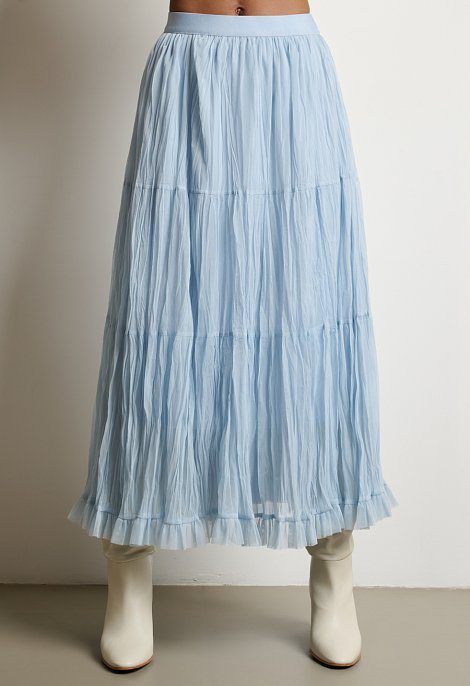 Maxi pleated skirt with ruffle