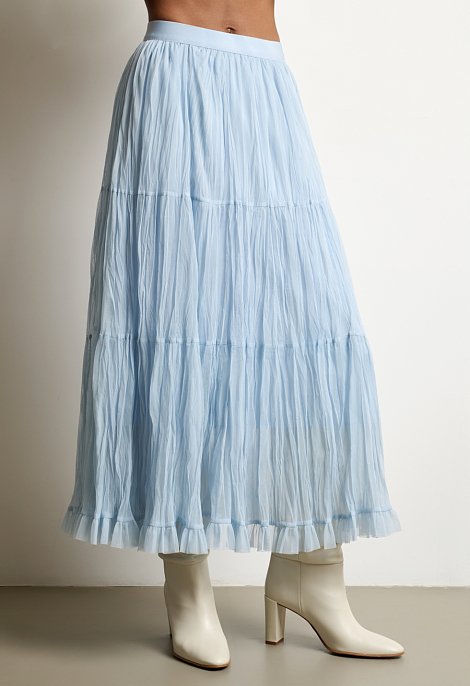 Maxi pleated skirt with ruffle