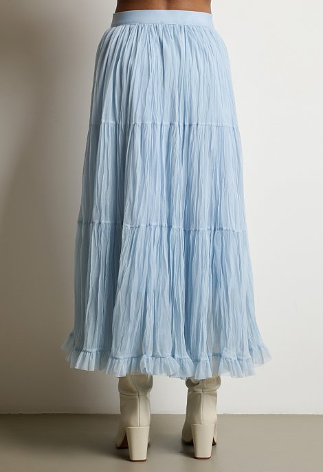 Maxi pleated skirt with ruffle