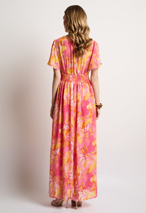 Floral maxi φόρεμα με ελαστική μέση