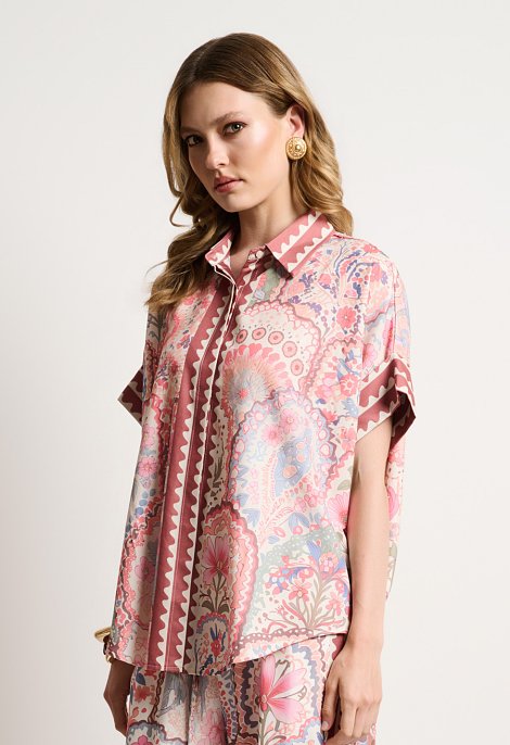 Εμπριμέ πουκαμίσα oversized με floral paisley print