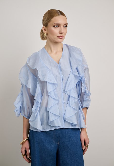 Blouse with ruffles and front buttons