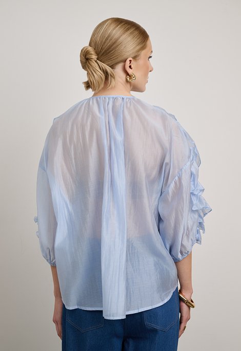 Blouse with ruffles and front buttons
