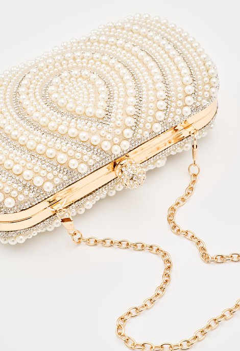 Clutch with pearls and rhinestones