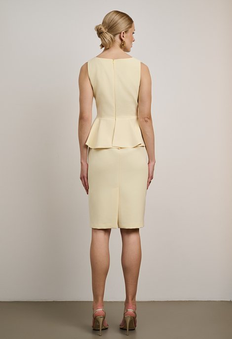 Midi φόρεμα με peplum και ζώνη στη μέση